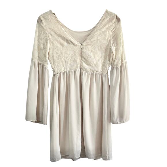 Flying Tomato Babydoll Dress Velvet Embossed Flare Sleeves Sz Small Fairy Angel - Picture 4 of 9